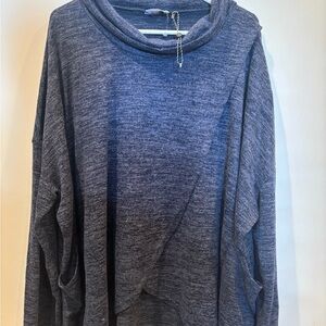 Kaktus Heather Blue Cowl Neck Sweater